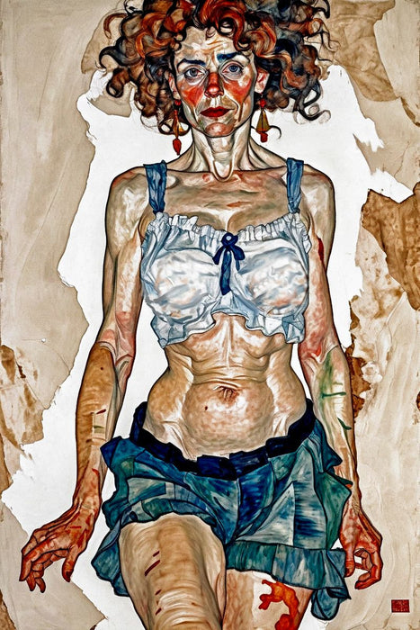 Premium Textil-Leinwand Concha im Stil von Egon Schiele