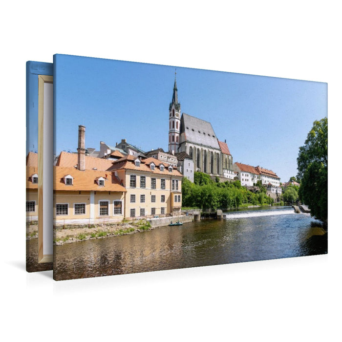 Premium Textil-Leinwand St. Veit-Kirche über der Moldau