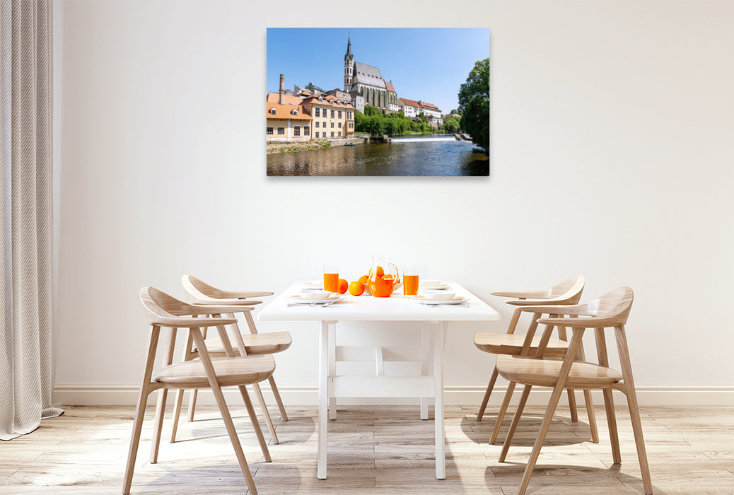 Premium Textil-Leinwand St. Veit-Kirche über der Moldau
