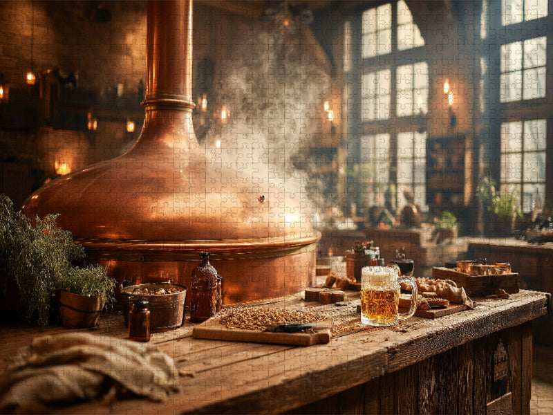 Bierbrauen live - Männerliebe in Kupfer - CALVENDO Foto-Puzzle'