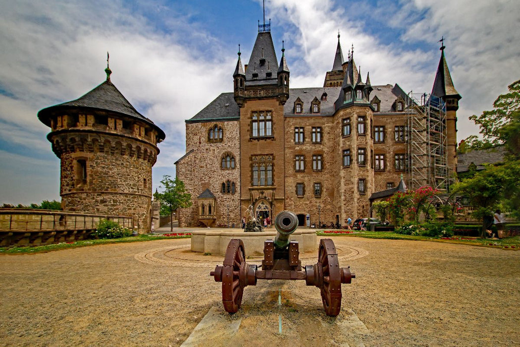 Premium Textil-Leinwand Schlossplatz mit Kanone