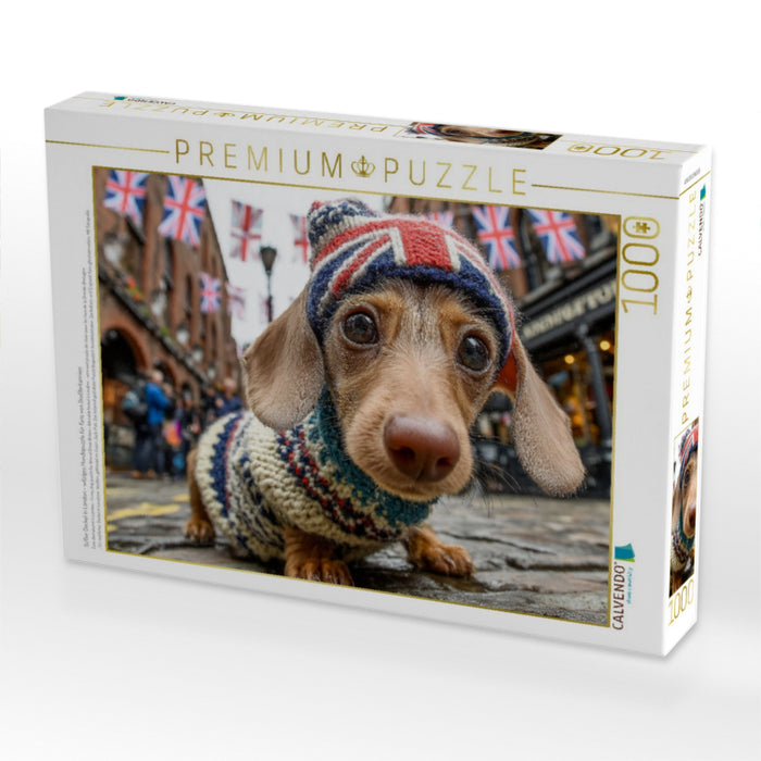 Süßer Dackel in London - witziges Hundepuzzle für Fans von Großbritannien - CALVENDO Foto-Puzzle'