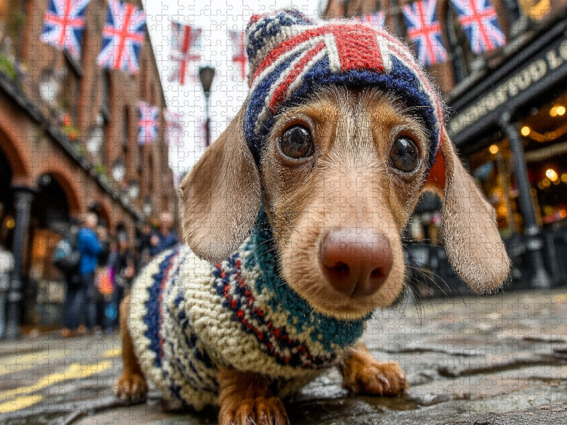 Süßer Dackel in London - witziges Hundepuzzle für Fans von Großbritannien - CALVENDO Foto-Puzzle'