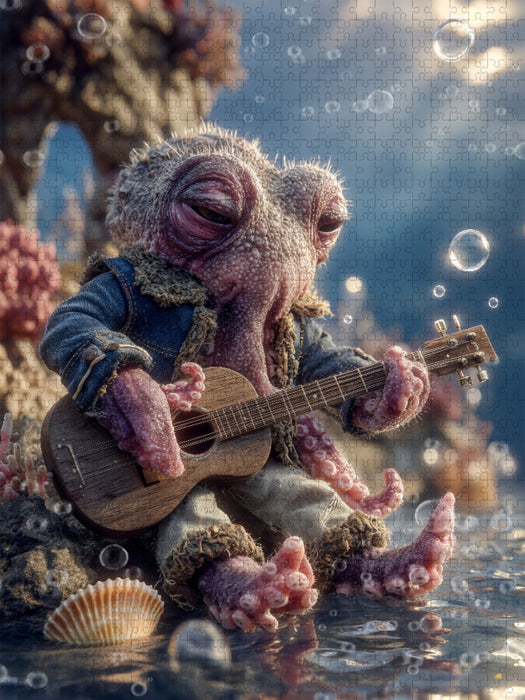 Musizierender Oktopus auf Korallenriff - Fantasievolles Kinderpuzzle unter Wasser - CALVENDO Foto-Puzzle'