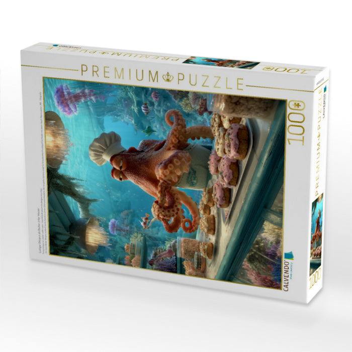 Lustiger Oktopus als Bäcker unter Wasser - CALVENDO Foto-Puzzle'