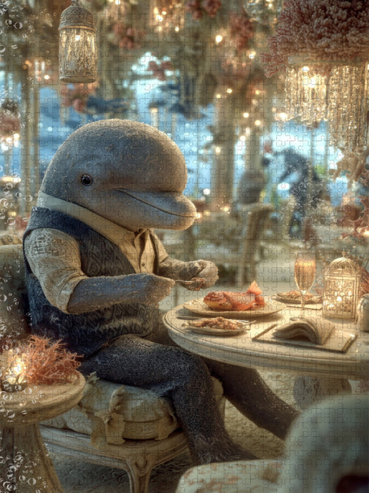 Eleganter Delfin beim Dinner unter Wasser - CALVENDO Foto-Puzzle'