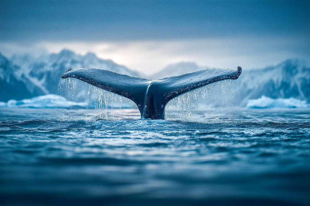 Premium Textil-Leinwand Unter Deck wächst die Angst: Der Wal, der bereits ganze Schiffe zerschmettert haben soll, wurde gesichtet