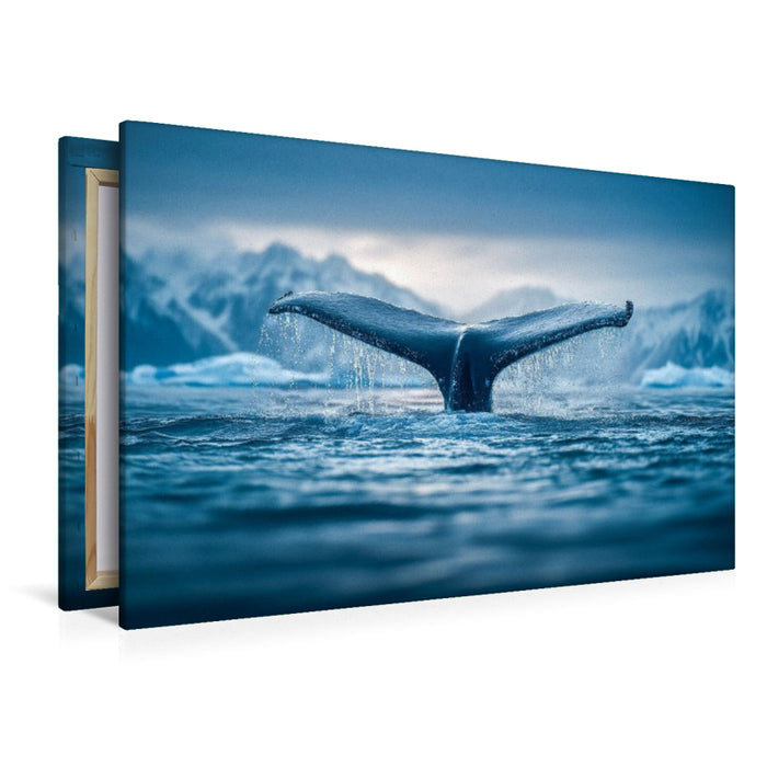 Premium Textil-Leinwand Unter Deck wächst die Angst: Der Wal, der bereits ganze Schiffe zerschmettert haben soll, wurde gesichtet