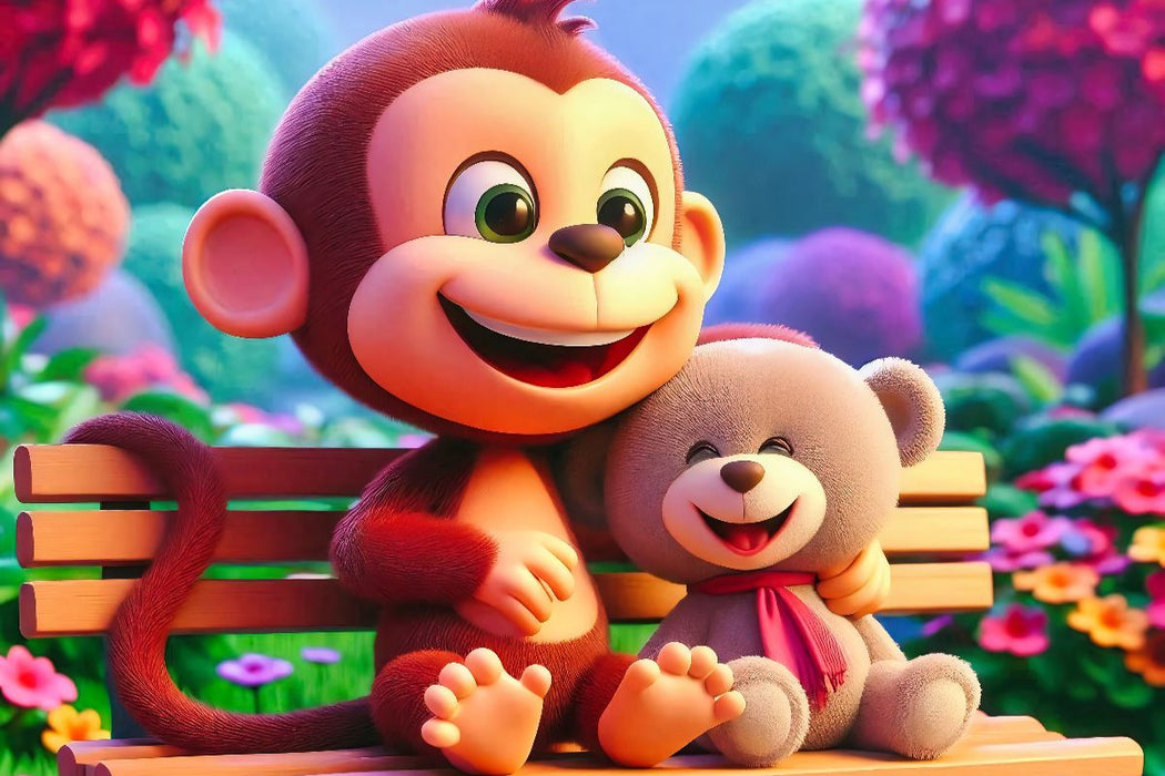 Premium Textil-Leinwand Im Park mit Freunden lachen