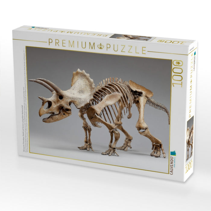 Dinosaurier Triceratops-Skelett mit Hörnern und großem Nackenschild - CALVENDO Foto-Puzzle'