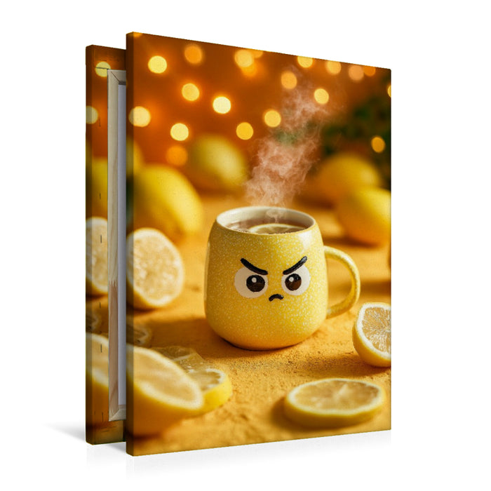 Premium Textil-Leinwand Wütender Zitronentee - Sauer macht lustig im Tassenformat