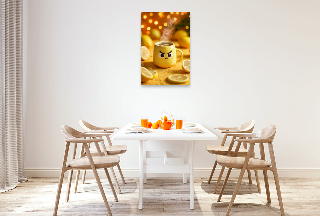 Premium Textil-Leinwand Wütender Zitronentee - Sauer macht lustig im Tassenformat