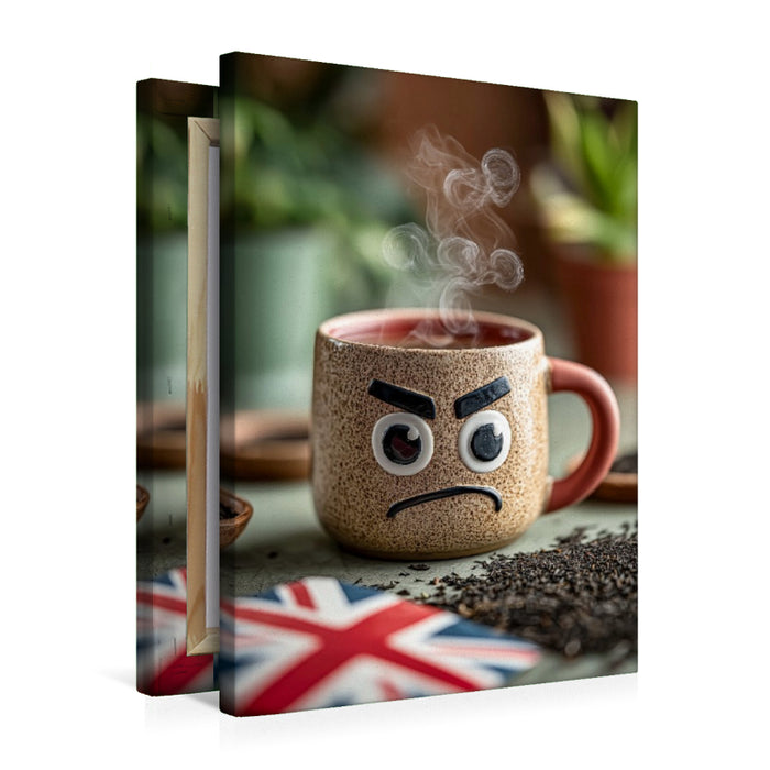 Premium Textil-Leinwand Meckernder Earl Grey - Britischer Teegenuss mit Haltung