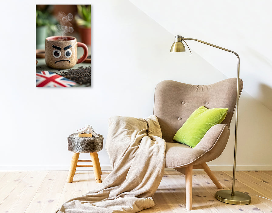 Premium Textil-Leinwand Meckernder Earl Grey - Britischer Teegenuss mit Haltung