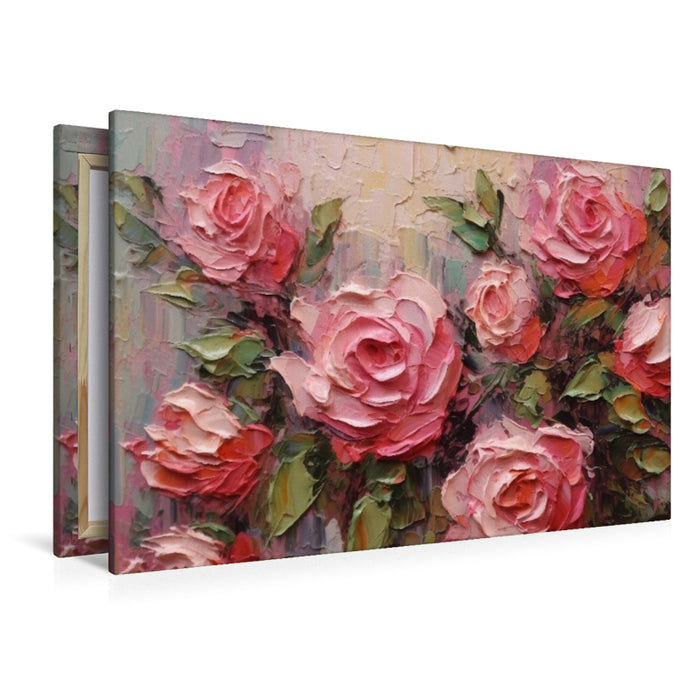 Premium Textil-Leinwand Rosa Rosen