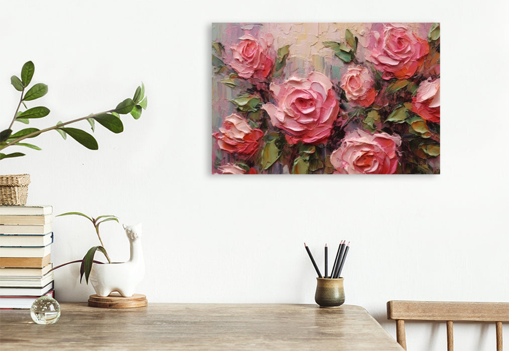 Premium Textil-Leinwand Rosa Rosen