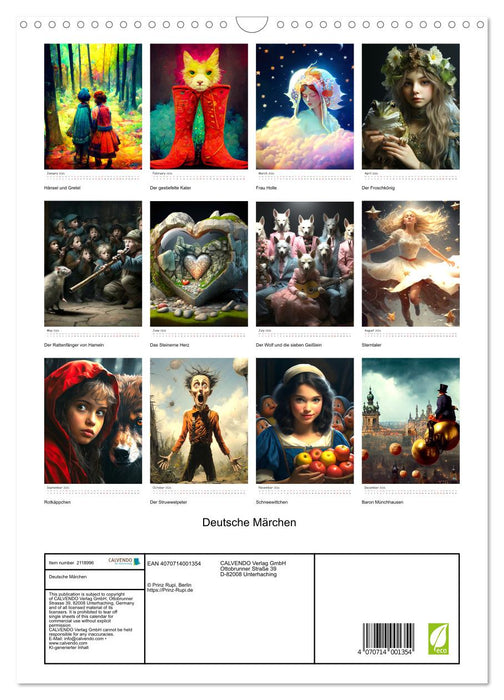 German fairy tales (CALVENDO Monthly Calendar 2026)