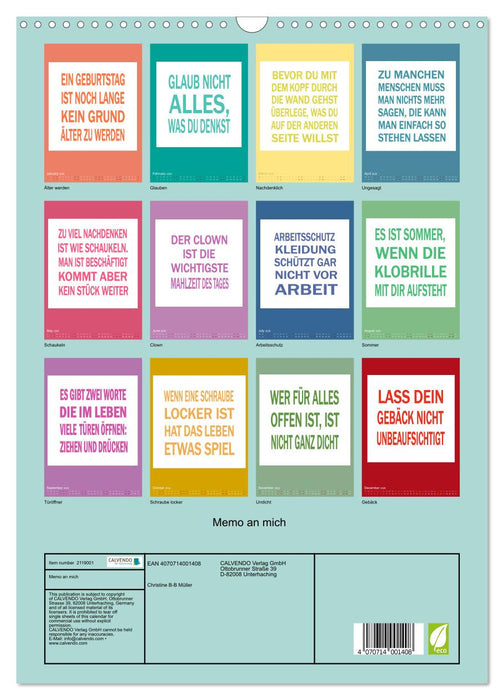 Memo an mich (CALVENDO Monthly Calendar 2026)