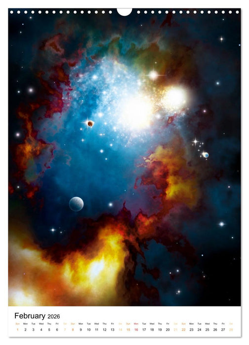Galaxies and Nebulars (CALVENDO Monthly Calendar 2026)