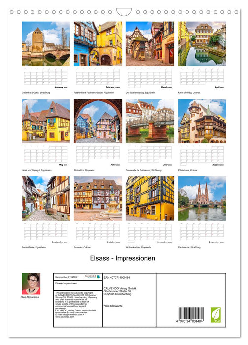 Elsass - Impressionen (CALVENDO Monthly Calendar 2026)