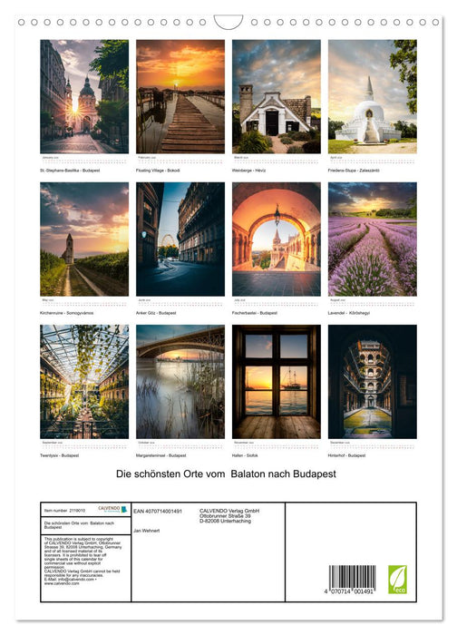 The most beautiful places from Balaton to Budapest (CALVENDO Monthly Calendar 2026)