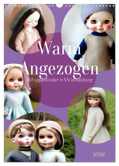 Warmly dressed KI doll children in woolen clothes (CALVENDO Monthly Calendar 2026)