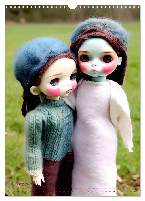 Warmly dressed KI doll children in woolen clothes (CALVENDO Monthly Calendar 2026)