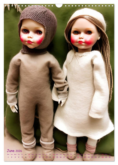 Warmly dressed KI doll children in woolen clothes (CALVENDO Monthly Calendar 2026)