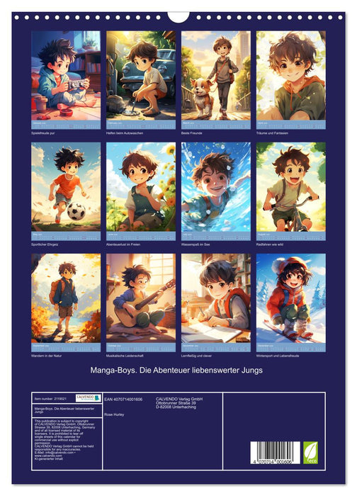 Manga Boys. The adventures of adorable boys (CALVENDO Monthly Calendar 2026)
