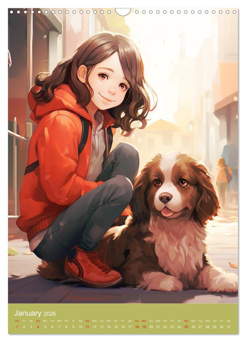A year full of love. Manga girls and their faithful companions (CALVENDO Monthly Calendar 2026)