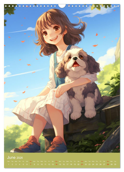 A year full of love. Manga girls and their faithful companions (CALVENDO Monthly Calendar 2026)