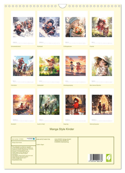 Manga style children (CALVENDO Monthly Calendar 2026)