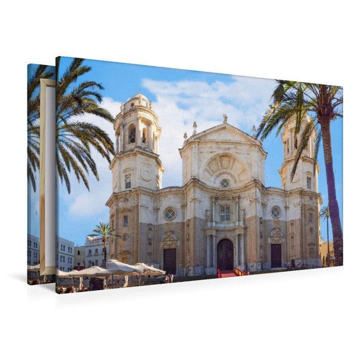 Premium Textil-Leinwand Die berühmte Kathedrale zum heiligen Kreuze über dem Meer