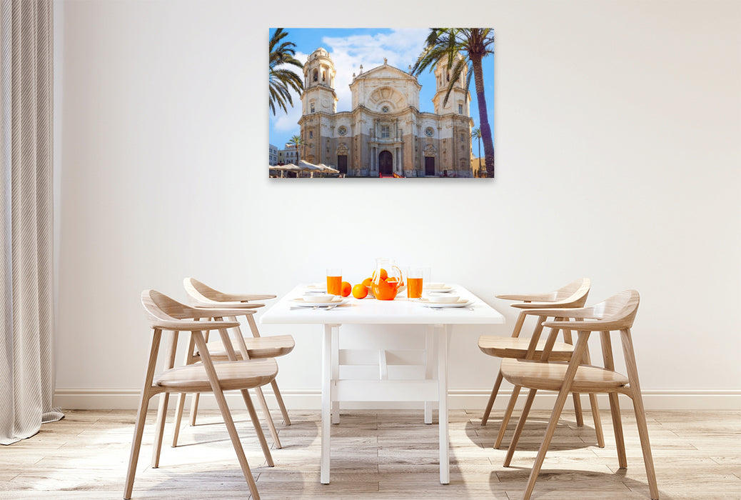 Premium Textil-Leinwand Die berühmte Kathedrale zum heiligen Kreuze über dem Meer