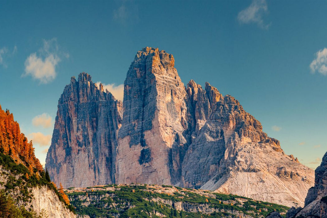 Premium Textil-Leinwand Dolomiten, Drei Zinnen in Nahaufnahme