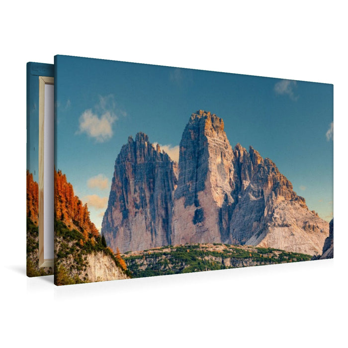 Premium Textil-Leinwand Dolomiten, Drei Zinnen in Nahaufnahme