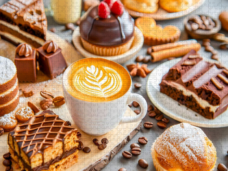 Cappuccino mit Kuchen und Schokoladengebäck - CALVENDO Foto-Puzzle'