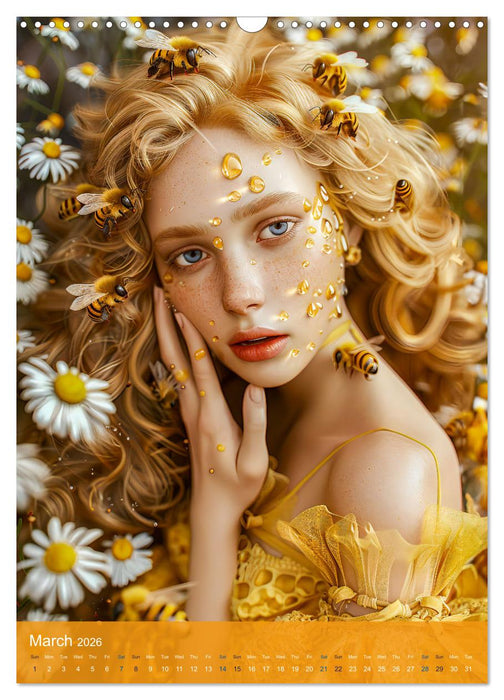 Queen Bee - Golden harmony of beauty, honey and bees (CALVENDO Monthly Calendar 2026)