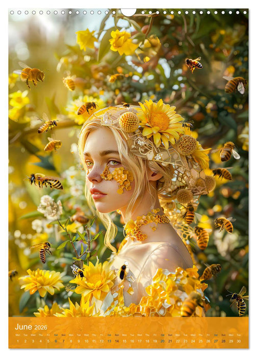 Queen Bee - Golden harmony of beauty, honey and bees (CALVENDO Monthly Calendar 2026)