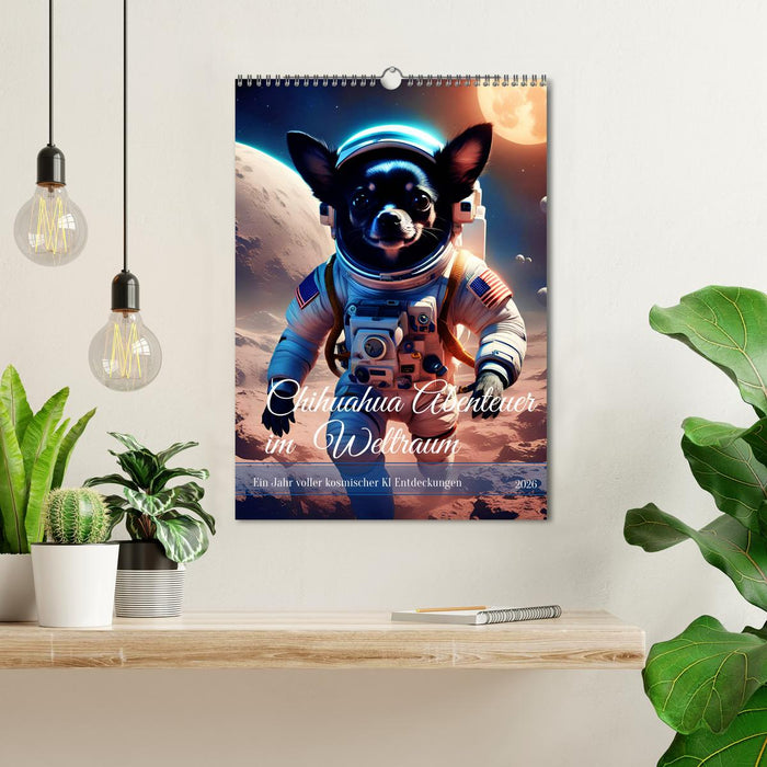Chihuahua adventure in space (CALVENDO Monthly Calendar 2026)