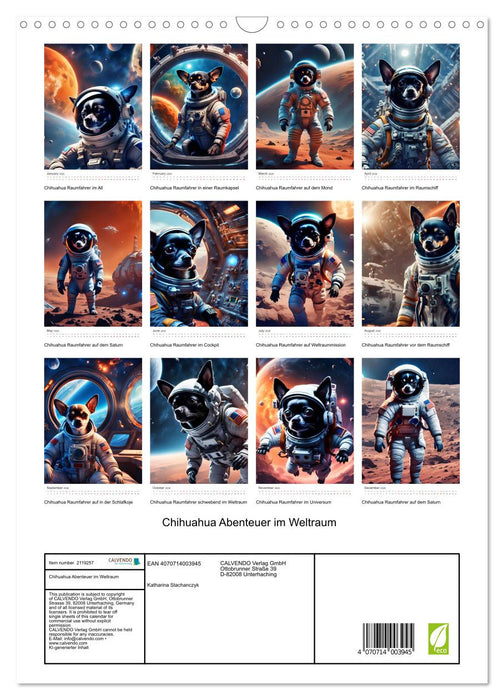 Chihuahua adventure in space (CALVENDO Monthly Calendar 2026)