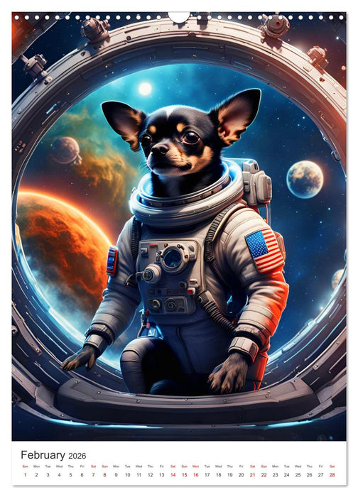 Chihuahua adventure in space (CALVENDO Monthly Calendar 2026)