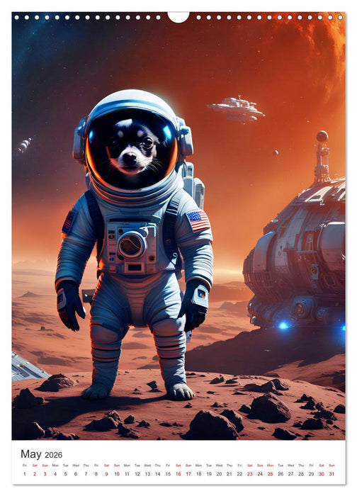 Chihuahua adventure in space (CALVENDO Monthly Calendar 2026)