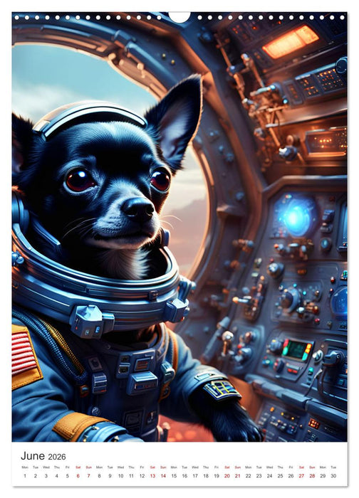 Chihuahua adventure in space (CALVENDO Monthly Calendar 2026)
