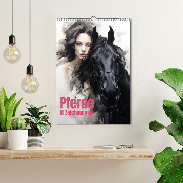 Horses - AI drawings (CALVENDO Monthly Calendar 2026)