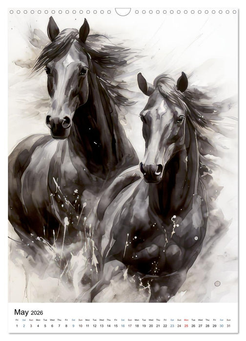 Horses - AI drawings (CALVENDO Monthly Calendar 2026)