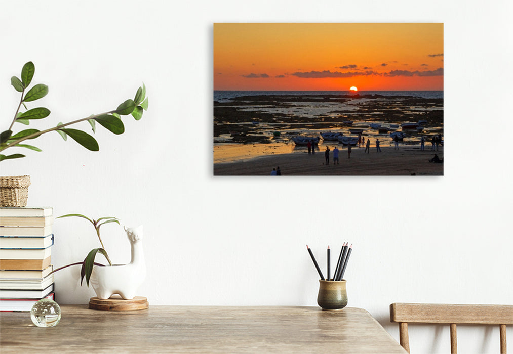 Premium Textil-Leinwand Bezaubernder Sonnenuntergang in La Caleta