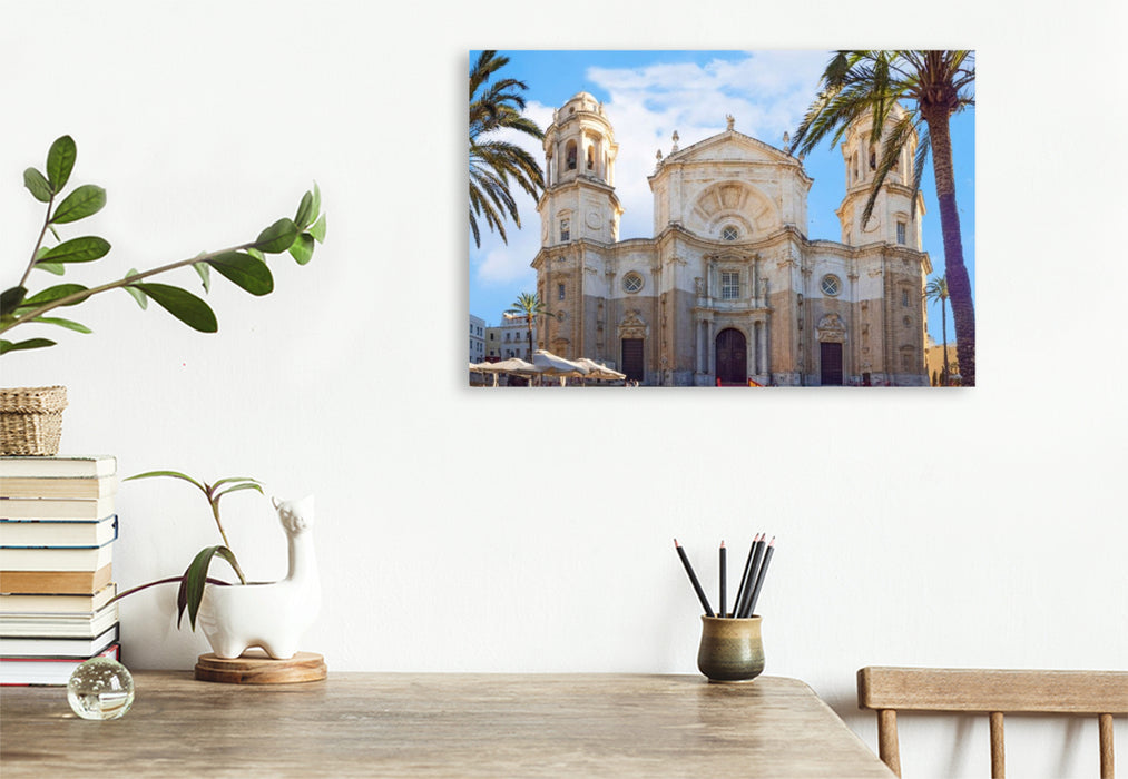 Premium Textil-Leinwand Die berühmte Kathedrale zum heiligen Kreuze über dem Meer