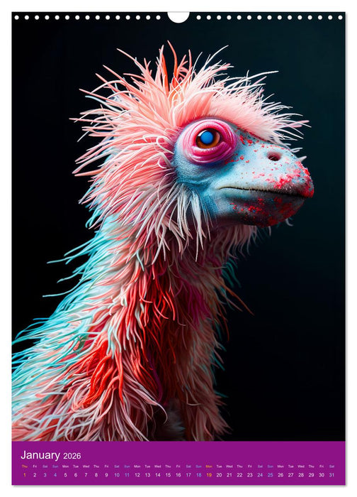 Neon evolution - Fluorescent fantasy animals of the AI world (CALVENDO Monthly Calendar 2026)