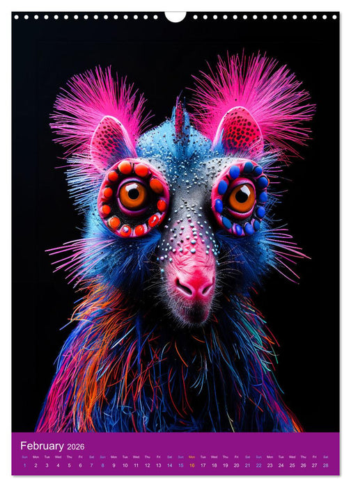 Neon evolution - Fluorescent fantasy animals of the AI world (CALVENDO Monthly Calendar 2026)